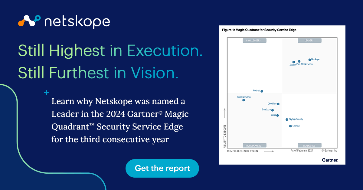 Gartner® Magic Quadrant™ 2024 pour le Security Service Edge Netskope